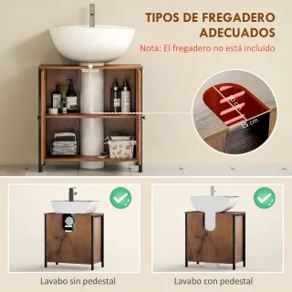 Mueble Bajo Lavabo Industrial Madera y Metal