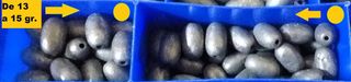 Plomos de pesca oliva huecos.-