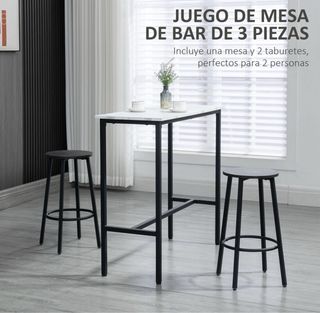 Set tavolo alto da bar con 2 sgabelli