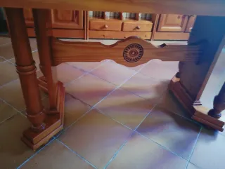 Mesa comedor madera maciza de pino con cristal