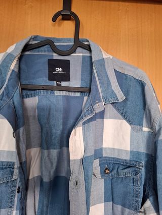 Camisa Ckh Cuadros Azul y Blanco Talla XXL