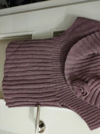 Chaleco punto cuello vuelto rosa talla única