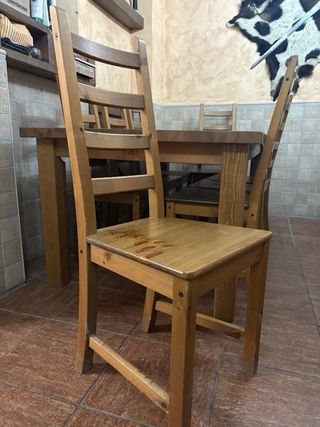Mesa madera 180cm y 8 sillas
