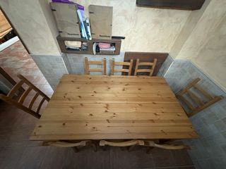 Mesa madera 180cm y 8 sillas