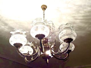 Lámparas antiguas cobre y cristal