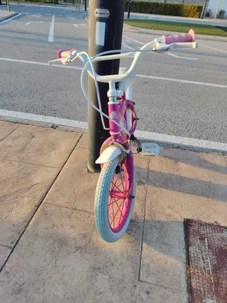 Bicicleta infantil rosa con princesas
