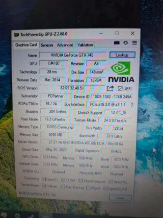 Tarjeta Gráfica Nvidia Geforce GTX 745 4GB