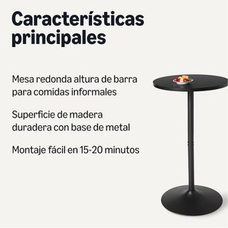 Tavolo alto da cucina/soggiorno nero in metallo NUOVO