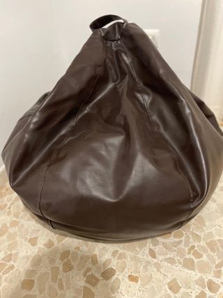 Puff de pera Polipiel Cuero Marrón. Casi nuevo