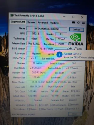 Tarjeta grafica Gigabyte Nvidia Geforce 8400GS