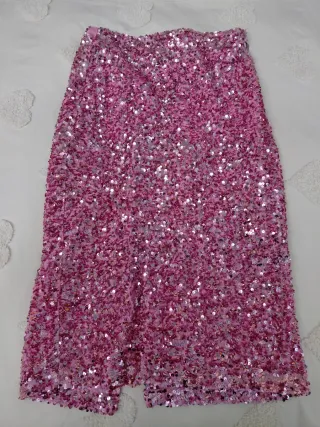 Gonna Dixie rosa paillettes ginocchio S