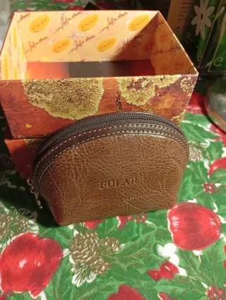 Monedero de piel FULAR marrón