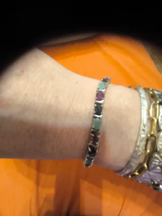 Pulsera piedras vintage morado y turquesa