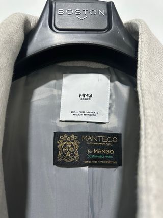 Abrigo Mango Gris Talla L