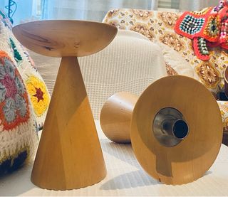 Coppia di Portacandele in Legno Vintage IKEA