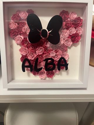 Cuadro Minnie Flores Rosa y Negro