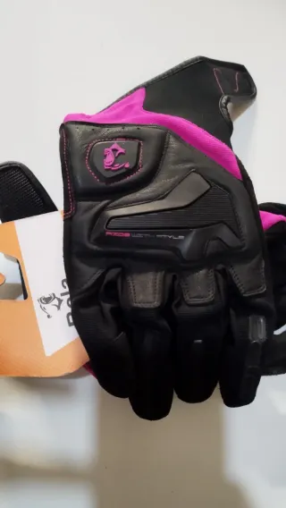 Guantes de moto Bela mujer negros y rosas Talla XX