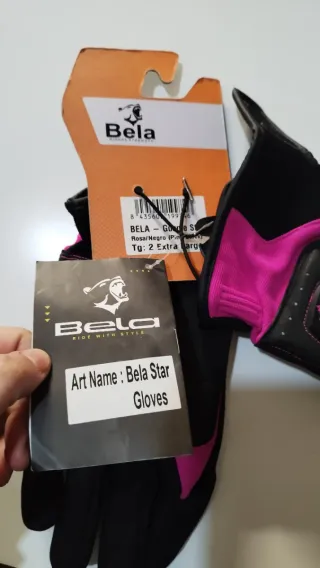 Guantes de moto Bela mujer negros y rosas Talla XX