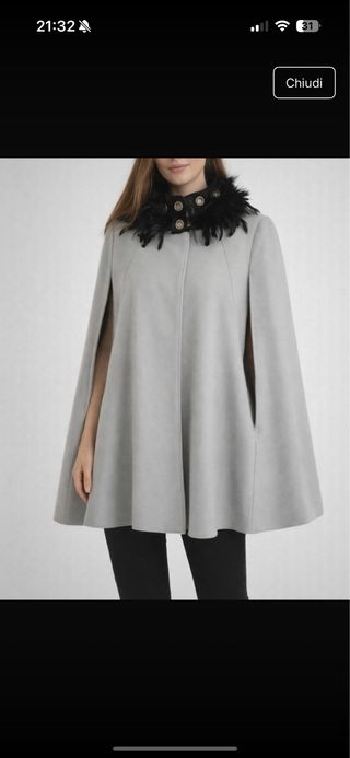 Cappotto donna grigio con collo in pelliccia