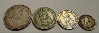 4 Monedas Suizas de Plata