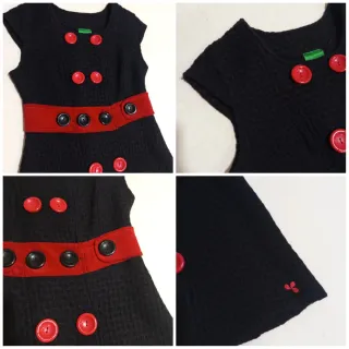 Vestido Negro y Rojo Estilo Años 70 talla S