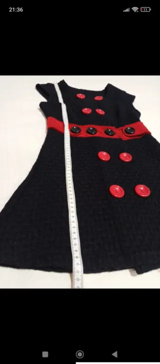 Vestido Negro y Rojo Estilo Años 70 talla S