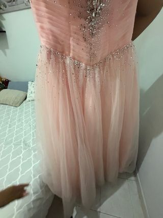 Vestido de fiesta rosa y plateado
