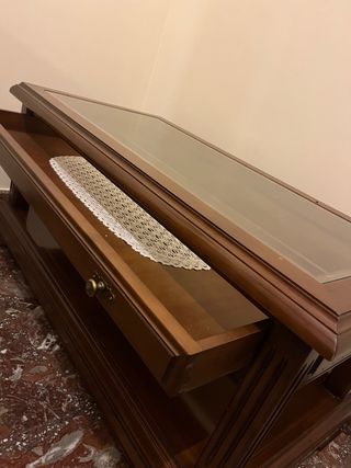 Mesa baja madera y cristal salón