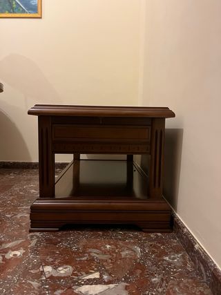 Mesa baja madera y cristal salón