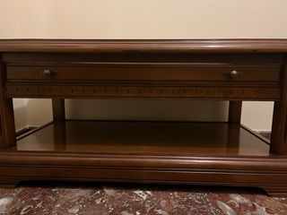 Mesa baja madera y cristal salón