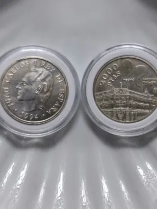 2 Monedas 2000 Pesetas Plata 1994 FMI