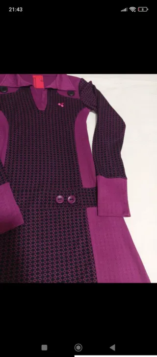 Vestido mini estilo años 70 morado talla S