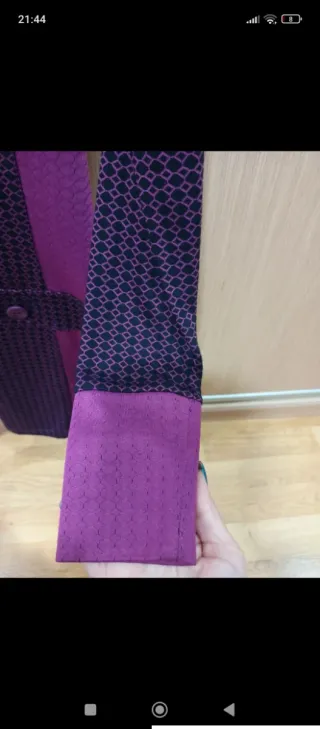Vestido mini estilo años 70 morado talla S