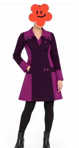 Vestido mini estilo años 70 morado talla S