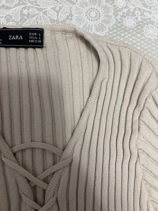 Jersey Zara Beige Manga Larga