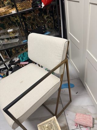 Silla moderna Maison du Monde beige/dorada