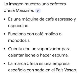 Cafetera Ufesa Massima Espresso y Cappuccino