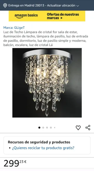 Lámpara Techo Moderna Plateada Cristal