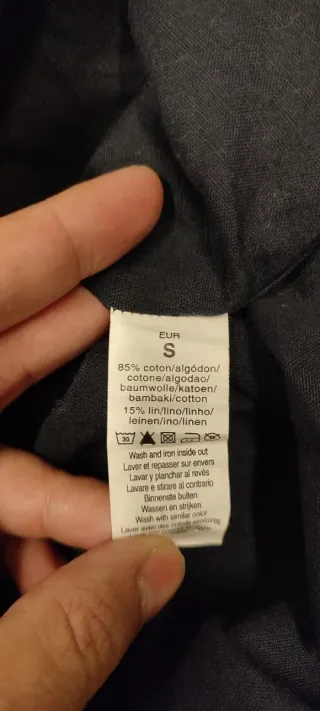 Camisa de algodón y lino negra