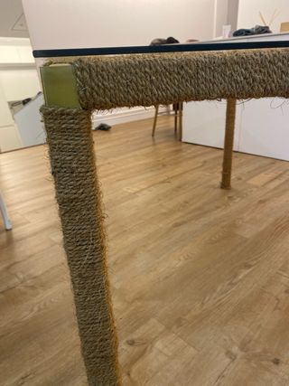 Mesa Rectangular Cristal y Yute