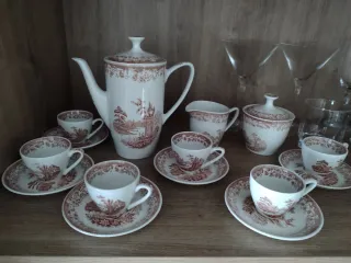 Juego de té/café porcelana y cristal