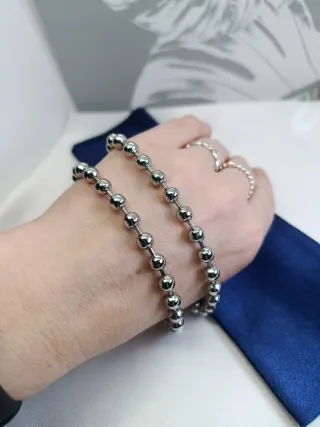 Collar Bolitas Acero Inoxidable