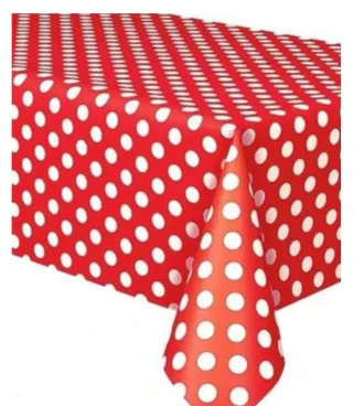 Mantel Hule y Tela. Rojo y Blanco 1m x 1,40m