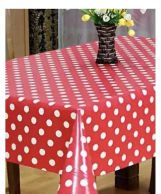 Mantel Hule y Tela. Rojo y Blanco 1m x 1,40m