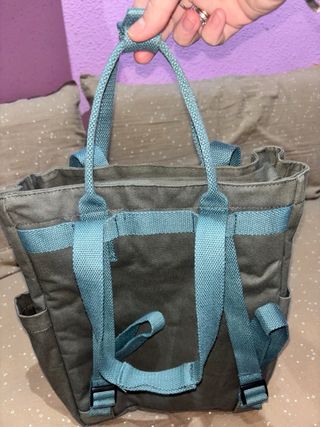 Bolso Mochila Gris y Azul