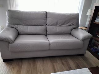 Sofá de piel gris 3 plazas (195 cm)