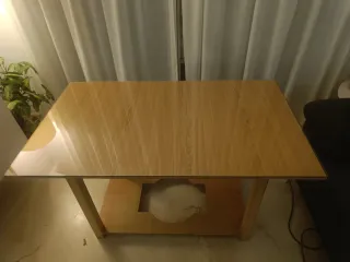 Mesa de camilla con tarima y cristal