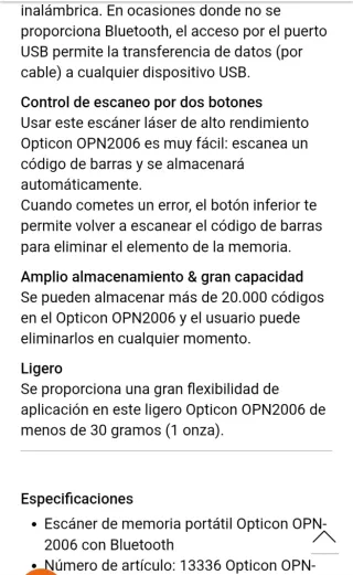 Scanner OPTICON OPN-2006 Codice a barre