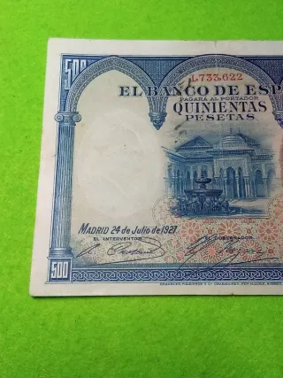 Billete 500 Pesetas 1927 Isabel la católica