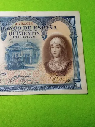 Billete 500 Pesetas 1927 Isabel la católica